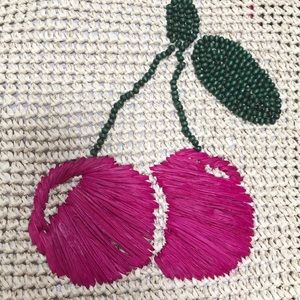 Embroidered Cherry 🍒 straw bag